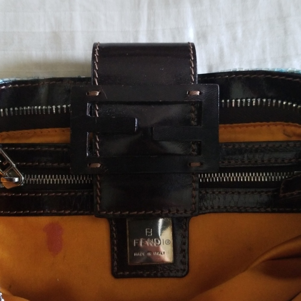 Turquoise Flat hand beaded FENDI bag- Very Rare! - Picture 6 of 8